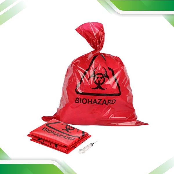 Sustainable and compostable red waste bags designed for biomedical use, providing an eco-conscious solution for healthcare facilities and professionals.