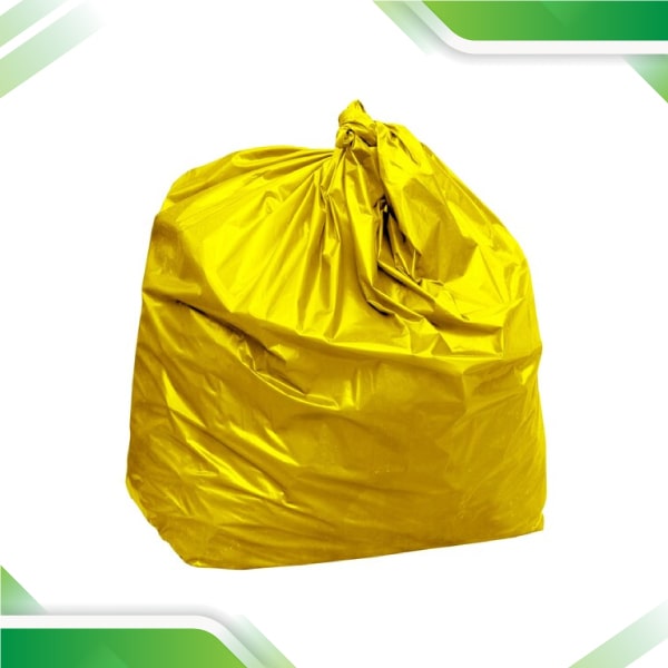 Bright and compostable yellow garbage bags, providing an eco-conscious waste disposal solution for environmentally conscious consumers.