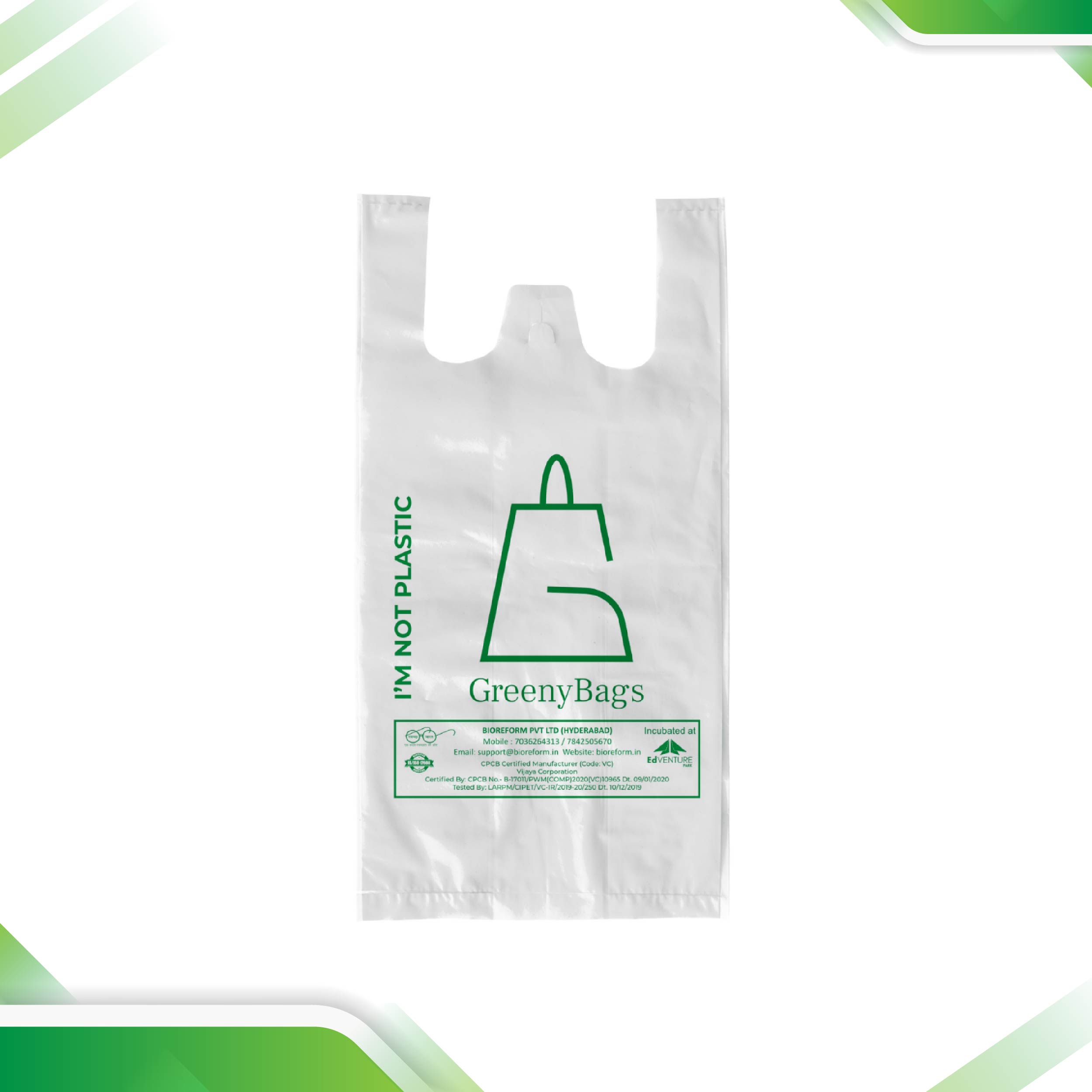 Sustainable W-cut carry bags crafted from compostable materials, ideal for eco-conscious consumers.