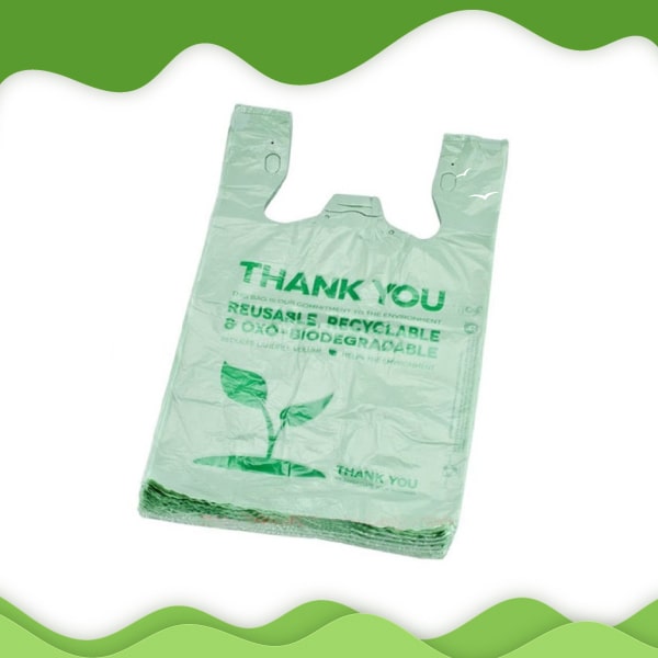Sustainable and Oxo biodegradable W-cut carry bags, providing an eco-conscious option for environmentally aware consumers.
